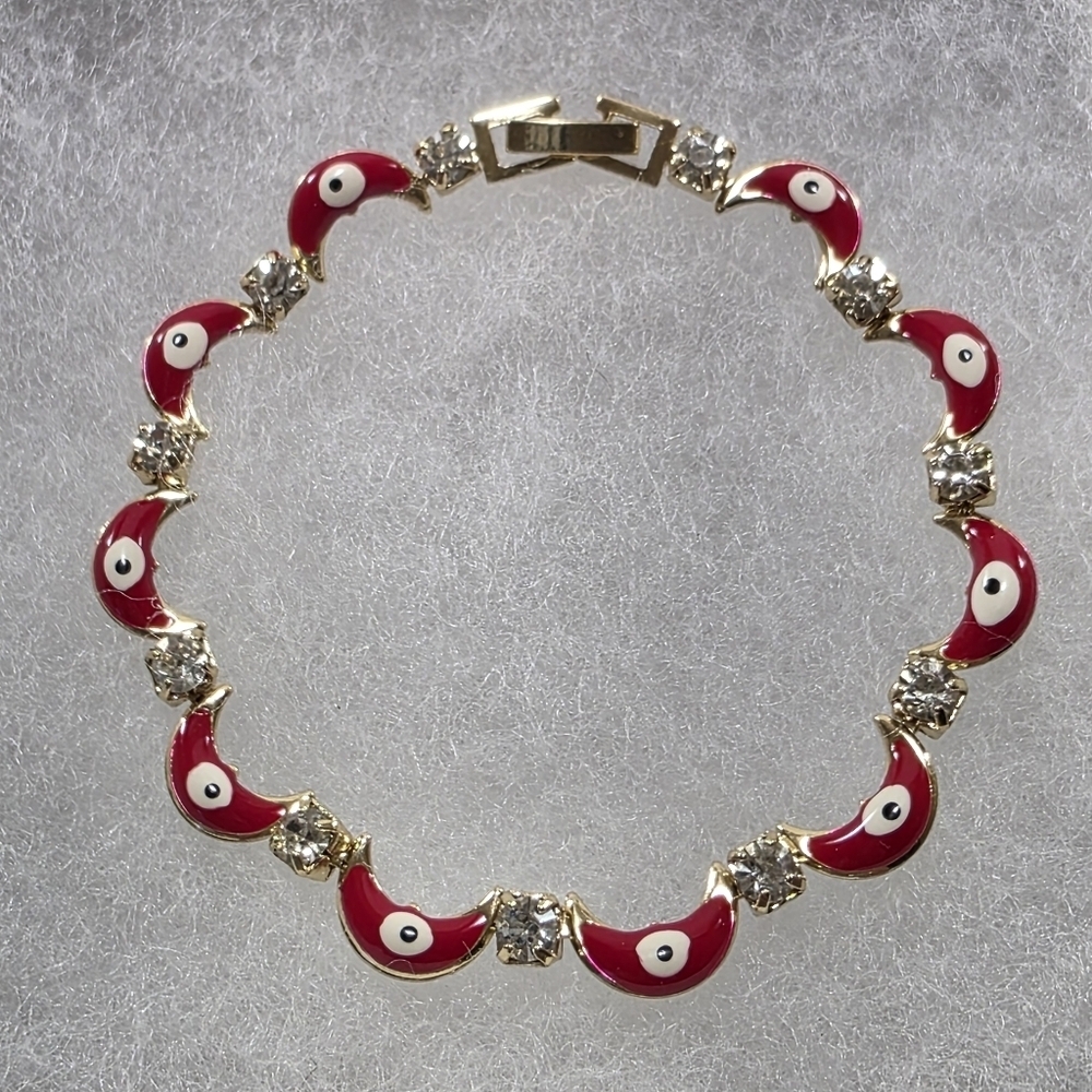 Elegant Half Moon Evil Eye Gold Women's Bracelet